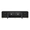 Modern TV Stand For TVs Up To 75", Entertainment Center With Glass Door, 4 Drawers And 2 Cabinets, 5 Metal Legs And Metal Handles For Living Room - Black - Image 10