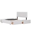 Queen Size Upholstered Platform Bed With Classic Headboard And 4 Drawers, No Box Spring Needed - White - Image 4