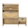 Shoe Storage Cabinet Rattan Shoe Storage Organizer With 2 Flip Drawers, A Storage Drawer And A Bench For Entryway, And Hallway - Light Brown - Image 12