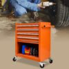 4 Drawers Multifunctional Tool Cart With Wheels - Orange - Image 10