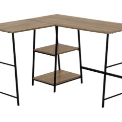 Computer Desk, Home Office, Corner, Storage Shelves, L-Shape, Work, Laptop, Contemporary, Modern - Taupe