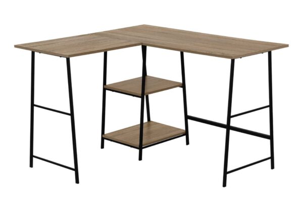 Computer Desk, Home Office, Corner, Storage Shelves, L-Shape, Work, Laptop, Contemporary, Modern - Taupe