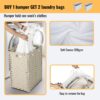 Laundry Hamper With Lid PE Rattan Powder Coating Frame Clothes Hampers With 2 Removable Bags, 100L - Gray - Image 31