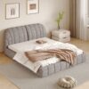 Queen Size Upholstered Platform Bed, Polyester - Gray - Image 10
