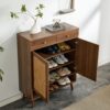 Multi Functional Modern Minimalist Shoe Cabinet Perfectly Blends Into Nordic, Japanese, And Industrial Style Homes - Walnut - Image 6