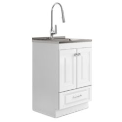 Lawrence - Laundry Cabinet With Faucet And Stainless Steel Sink - White