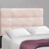 Twin Size Bed, Upholstered, Frame Only, Transitional - Pink - Image 2
