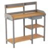 Outdoor Potting - Bench, Workstation Table With Cabinet For Backyard Garden Supplies - Gray / Brown - Image 8