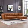 Addison - Right Sectional Leather Sofa - Cognac - Image 6