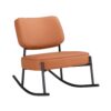 Rocking Chair With Backrest And Black Metal Legs For Living Room - Brown - Image 6
