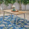 Outdoor Dining Table With Eucalyptus Wood Topped - Silver - Image 5