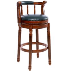 Bar Stools Seat Height 29.5'' Leather Wooden Bar Stools - Dark Blue