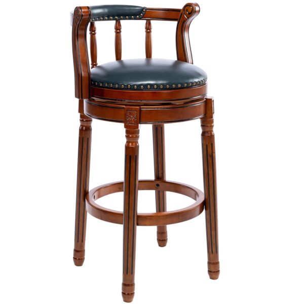 Bar Stools Seat Height 29.5'' Leather Wooden Bar Stools - Dark Blue