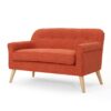 Classic Loveseat With Rolled Armrests And Button Tufting - Orange - Image 4