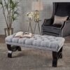 Hilton - Ottoman Bench With Classic Button Tufting - Light Gray - Image 8