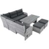 Outdoor Furniture Set Patio Rattan Furniture Set With An Adjustable Table, Recliners With Extendable Side Tables, And 2 Ottomans For Patio, Lawn, Backyard, Pool - Gray - Image 24