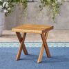 Passion - Outdoor Side Table With Cross Base And Slatted Top - Teak - Image 6