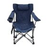 Outdoor Camping Chairs Folding Portable Adjustable Reclining Chair With Side Pockets & Cup Holder - Dark Blue - Image 9