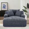 Cloudline - Oversized Chaise Lounge Chair In Soft Corduroy, Modern Comfy Couch With Full Foam Cushioning, Cozy Sleeper Sofabed For Living Room - Gray - Image 4