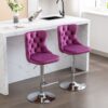 Swivel Velvet Barstools, Adjusatble Seat Height 1712PP (Set of 2) - Purple - Image 14