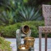 Decorative 3 Tier Bucket Fountain With Lights And Pump - Brown - Image 7