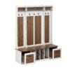 5 In 1 Entryway Bench With Coat Rack, 7 Sturdy Hooks, 2 Spacious Drawers And Adjustable Shelves, Wide Hall Tree With Metal Handles For Hallway - Brown / White - Image 13