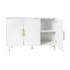 3 Door Large Storage Sideboard With Handles For Kitchen, Dining Room And Living Room, Accent Buffet Cabinet, Coffee Bar Sideboard Cabinet With 3 Doors - White / Gold - Image 16