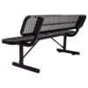 6' Outdoor Steel Bench With Backrest - Black - Image 3