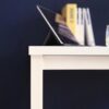 Harry - Contemporary Wood And Metal Computer Desk With Heat Resistant Surface - Ivory - Image 6