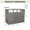 Garbage Bin Shed Stores 2 Trash Cans Metal Outdoor Bin Shed For Garbage Storage, Stainless Galvanized Steel, Bin Shed For Garden Yard Lawn - Gray - Image 6