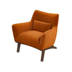 Brayden - Mid-Century Modern Velvet Armchair - Burnt Orange / Wood