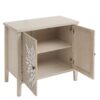 2 Door Carved Storage Cabinet With Adjustable Shelf, Accent Furniture For Living Room, Hallway, Kitchen - Natural - Image 15