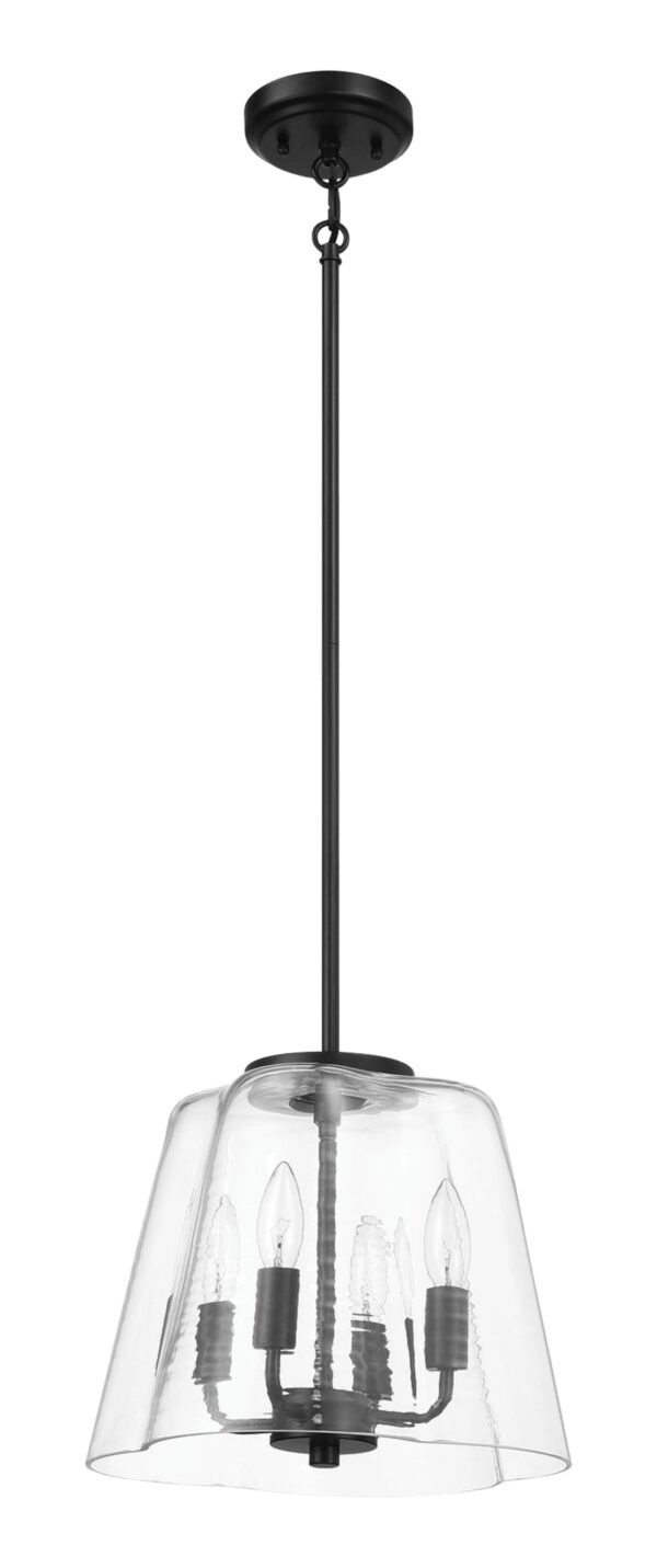 Soiree - 4 Candle Lights Pendant - Black / Clear