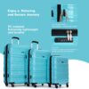 Expandable 3 Piece Luggage Sets Pc Lightweight & Durable Suitcase With Two Hooks, Spinner Wheels, Tsa Lock, (21/25/29) - Aqua Blue - Image 7