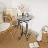 Vibrant French Country Patio Side Table Ceramic Tile And Iron Frame - Colorful / Black - Image 4