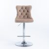 Swivel Velvet Barstools Adjusatble Seat Height From 25-33", Modern Upholstered Chrome Base Bar Stools With Backs Comfortable Tufted For Home Pub And Kitchen Island (Set of 2) - Khaki - Image 3