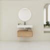 Wall Mounted Bathroom Vanity With Resin Sink And Soft Close Drawer In Imitative - Imitative Oak - Image 2