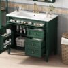 Bathroom Vanity With Top Sink, Modern Bathroom Storage Cabinet, 2 Drawers And A Tip-Out Drawer, Single Sink Bathroom Vanity - Green - Image 24