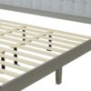 King Size Mid Century Solid Wood Platform Bed With Upholstered Headboard - Gray - Image 5