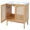 Bathroom Vanity Crafted From Natural Materials, Featuring Handmade Rattan Doors And Soft-Closing Mechanisms - Light Brown - Image 13