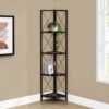 Bookshelf, Bookcase, Etagere, Corner, 4 Tier, Office, Marble Look Contemporary & Modern - Black - Image 3