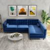 Christian - Sectional Sofa Right Facing - Blue - Image 8