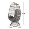 Berkshire - Outdoor Wicker Swivel Egg Chair With Water Resistant Cushions - Gray - Image 2