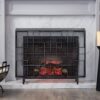 Dorothy - Modern Single Panel Iron Fire Screen With Geometric Pattern - Black / Sliver - Image 2
