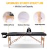 Massage Table Portable Massage Bed Lash Bed With Carrying Case Spa Table Height Adjustable, Salon Bed Face Cradle Bed - Black - Image 3