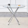 Modern Round Clear Glass Dining Table With Unique Metal Legs For 4 6 People - Silver - Image 3