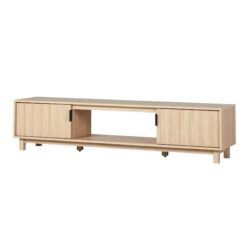 Modern Fluted Door Minimalist TV Stand For TVs Up To 80" - Coastal Oak