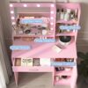 Vanity Desk With Mirror & Light, Large Drawer Three Level Storage Dresser, 3 Lighting Modes Adjustable Brightness, Bedroom Dressing Table - Pink - Image 3