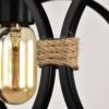 4 Light (Bulb No Included) Farmhouse Rectangle Pendant Light, Wood Texture Vintage Rustic Chandeliers Metal Industrial Hanging Light Fixtures For Kitchen, Entryway, Dining Room - Black / Natural - Image 16