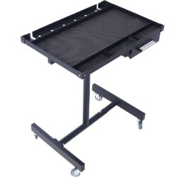 Adjustable Tear Down Work Table With Drawer For Garages, Repair Shops, And Diy, Portable, (4) 2.5" Swivel Casters, 220 Pound Capacity, Rubber Corners, Heavy Duty Steel - Black